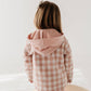 Hooded Shacket: Misty Rose Plaid