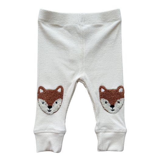 Patch Ribbed Leggings: Fox on Cream