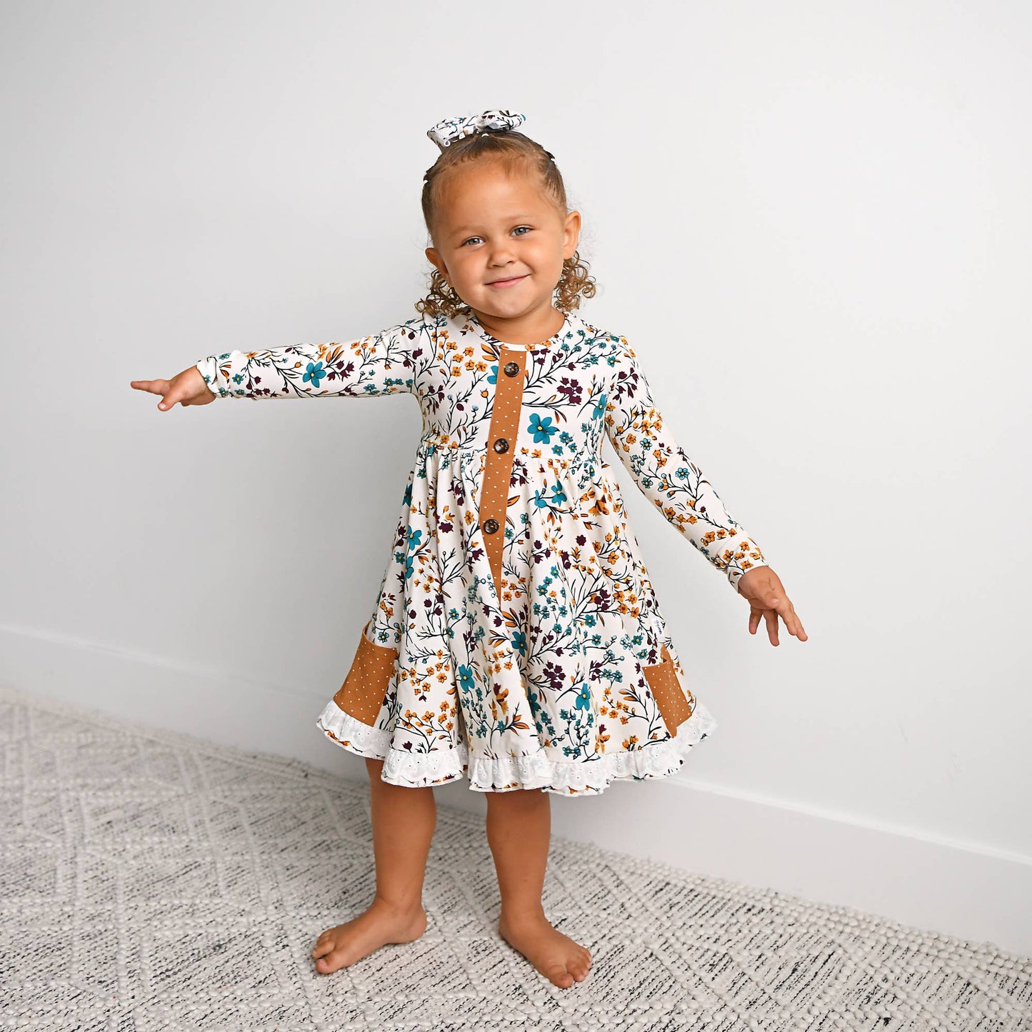 Maren Floral BUTTON DRESS Kids Fall Outfit