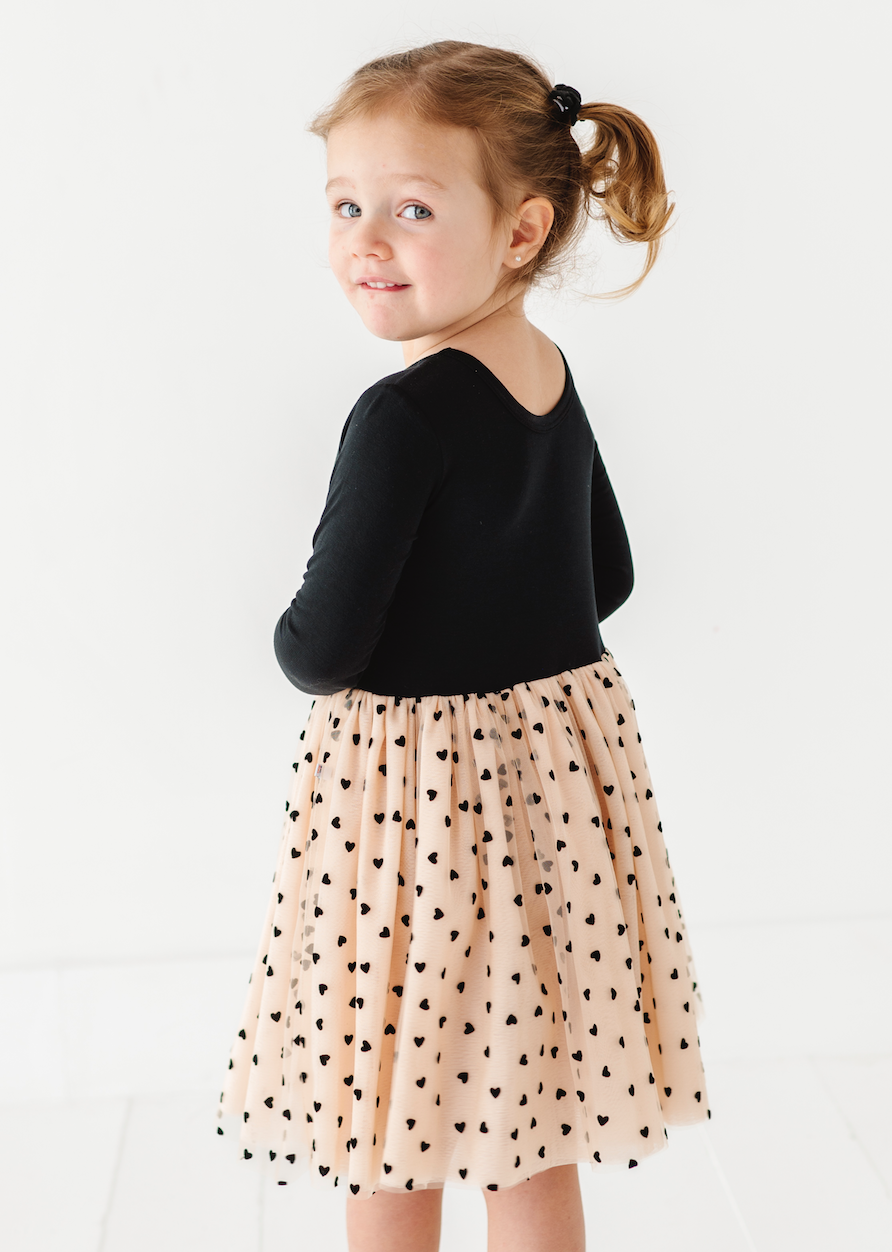 Kids Velvet Heart Dress - Girls Tulle Holiday Dress - Margot: 2