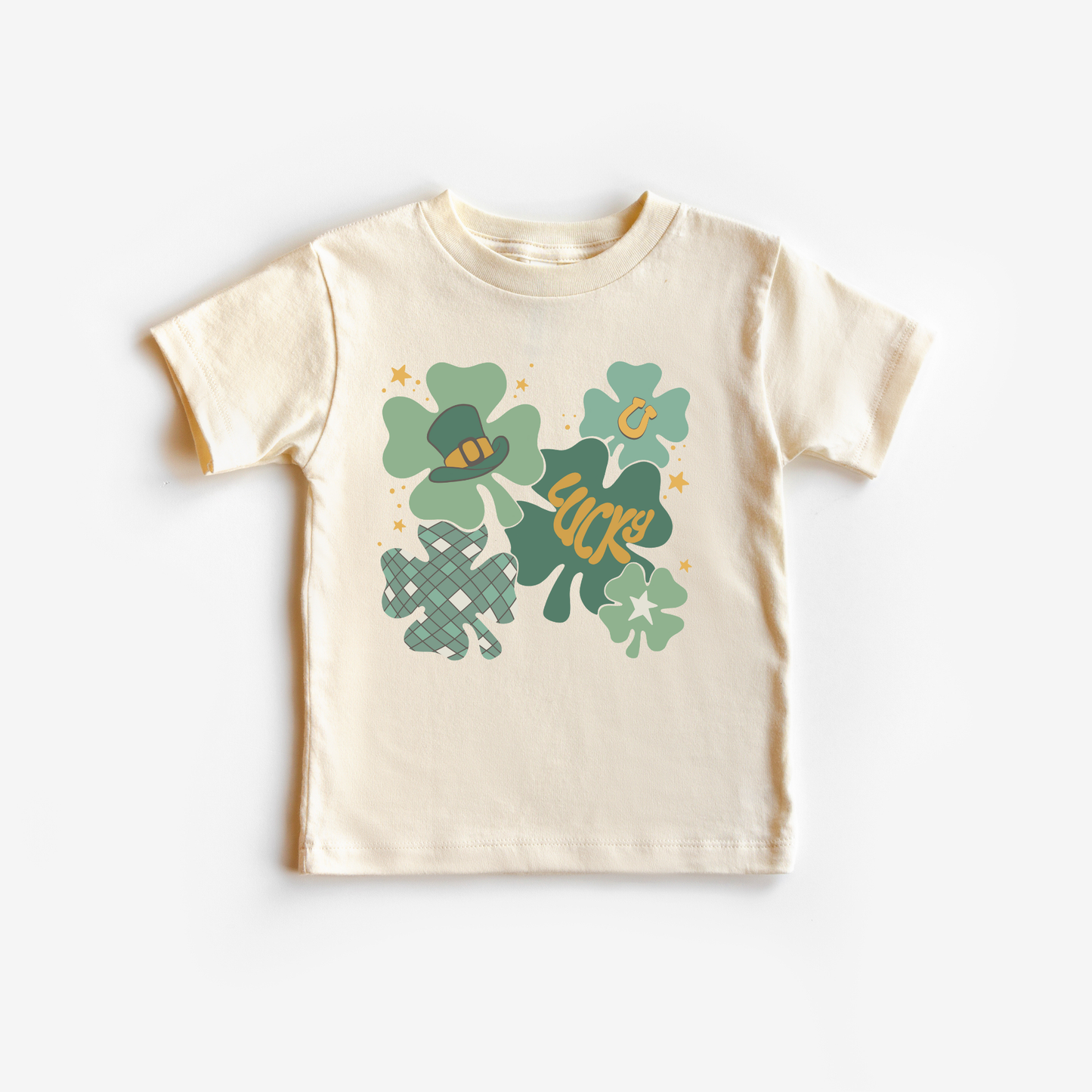 Lucky Clover St. Patricks Day Top Hat Kids shirt  : Natural