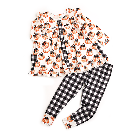 Lilith Pupmkin PEPLUM SET Kids Halloween Outfit: (runs big)