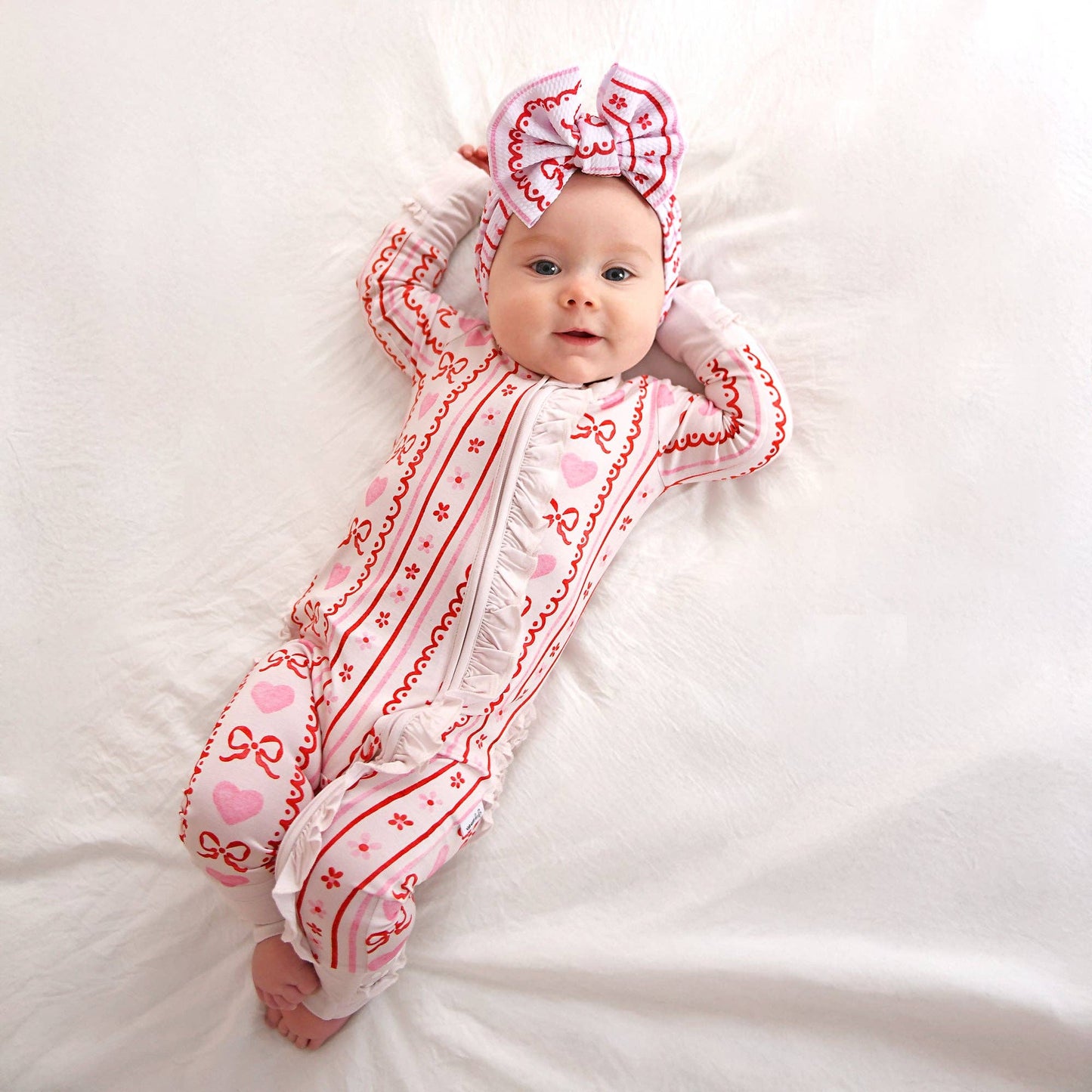 Hallie RUFFLE ZIP Valentines Day Bamboo 1PC Baby Clothing