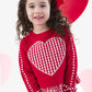 Girls Heart Red Gingham Applique Ruffle Bow Sweatshirt: Red