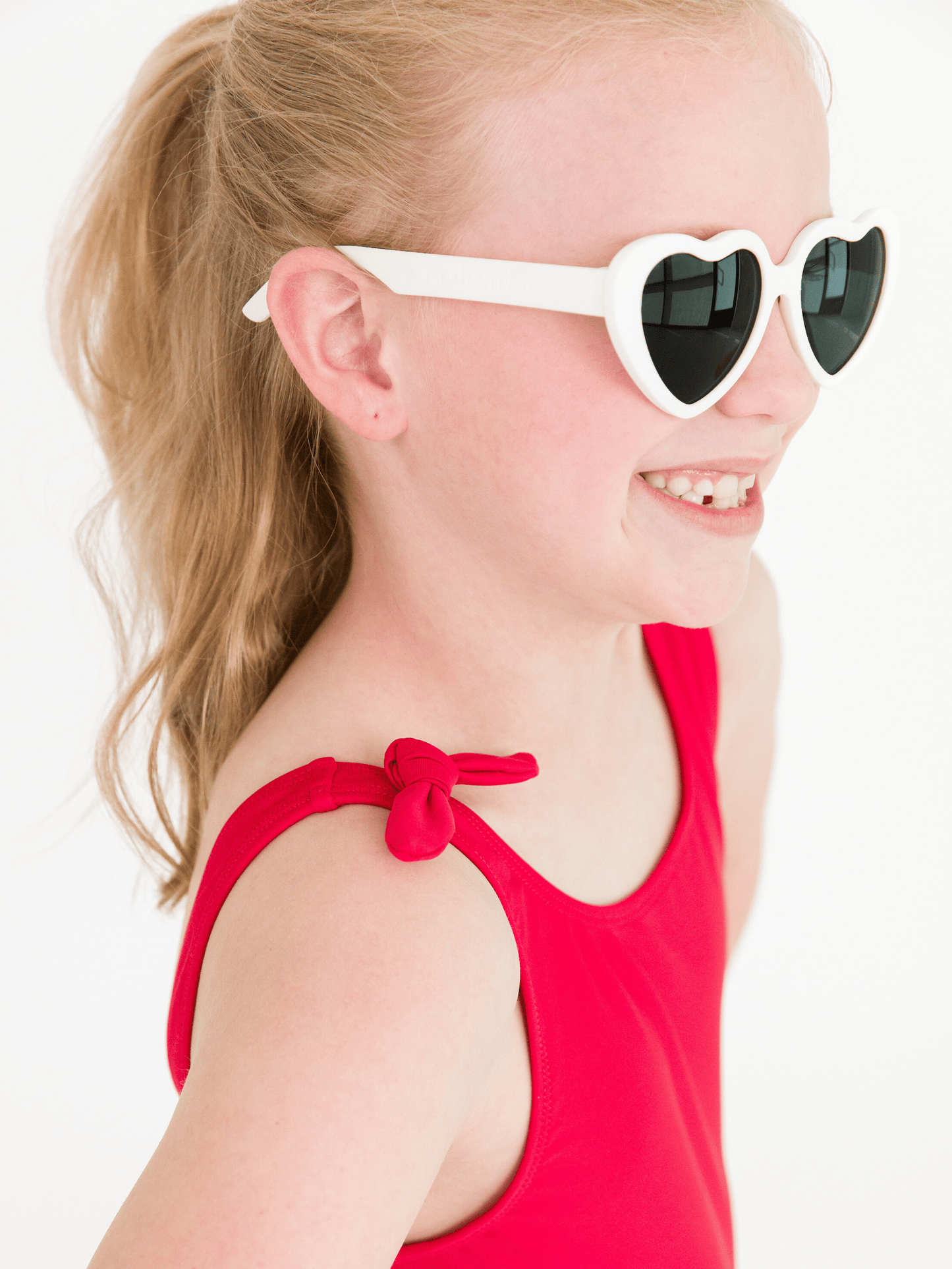 Girls White Heart Shaped Sunglasses: White / 2T-10