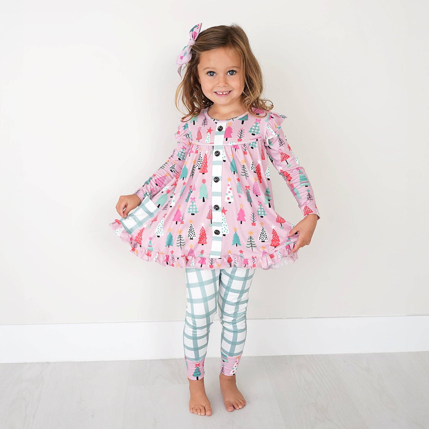 Noelle Pink Trees Peplum Set (runs big!)