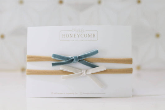 Petite Velvet Headband Set: Sky Blue/Ice