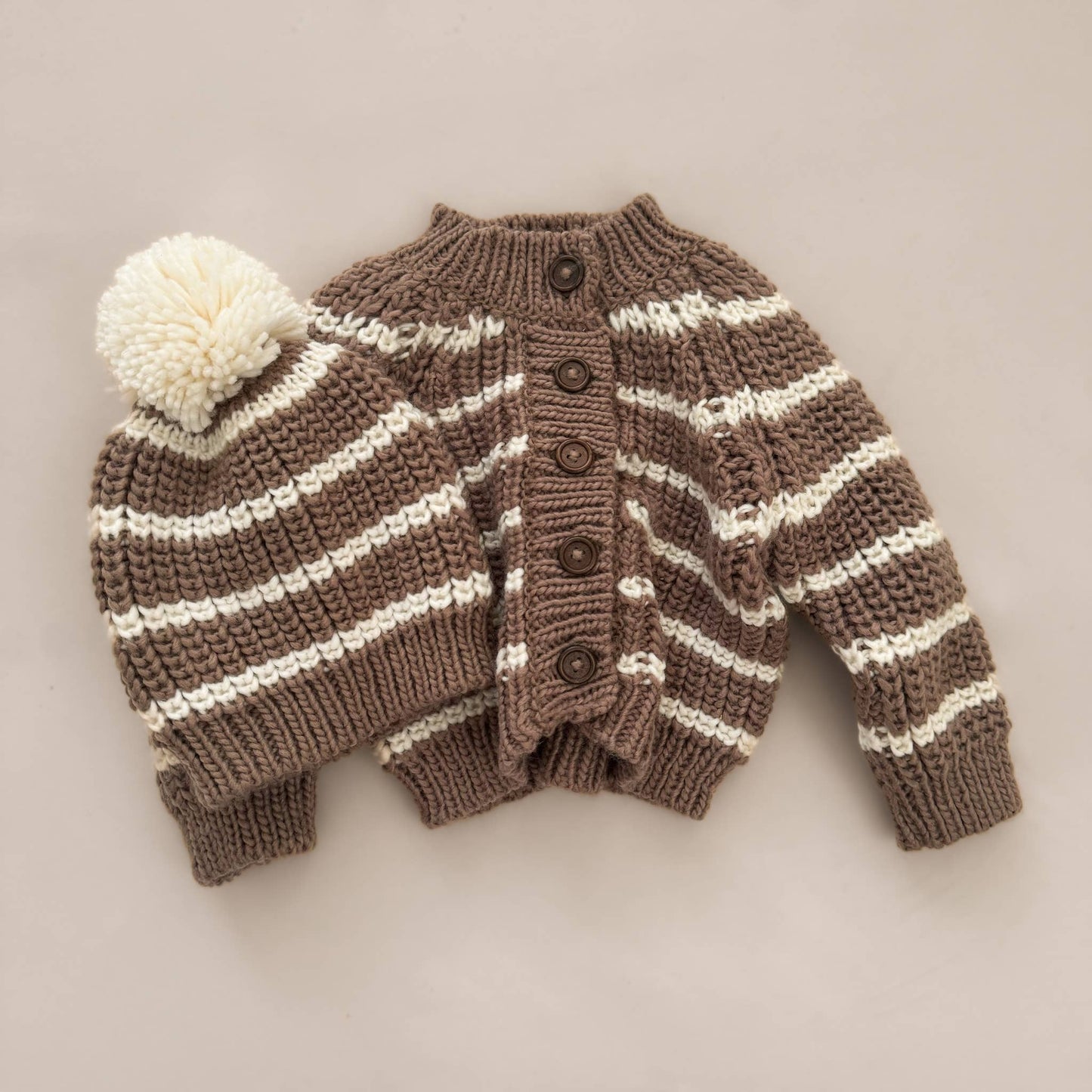 Rib Knit Stripe Cardigan, Tan | Baby & Kid Sweater: