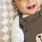 Bear Sweater Knit Baby Overall & Bodysuit Set (Organic): Cocoa Heather