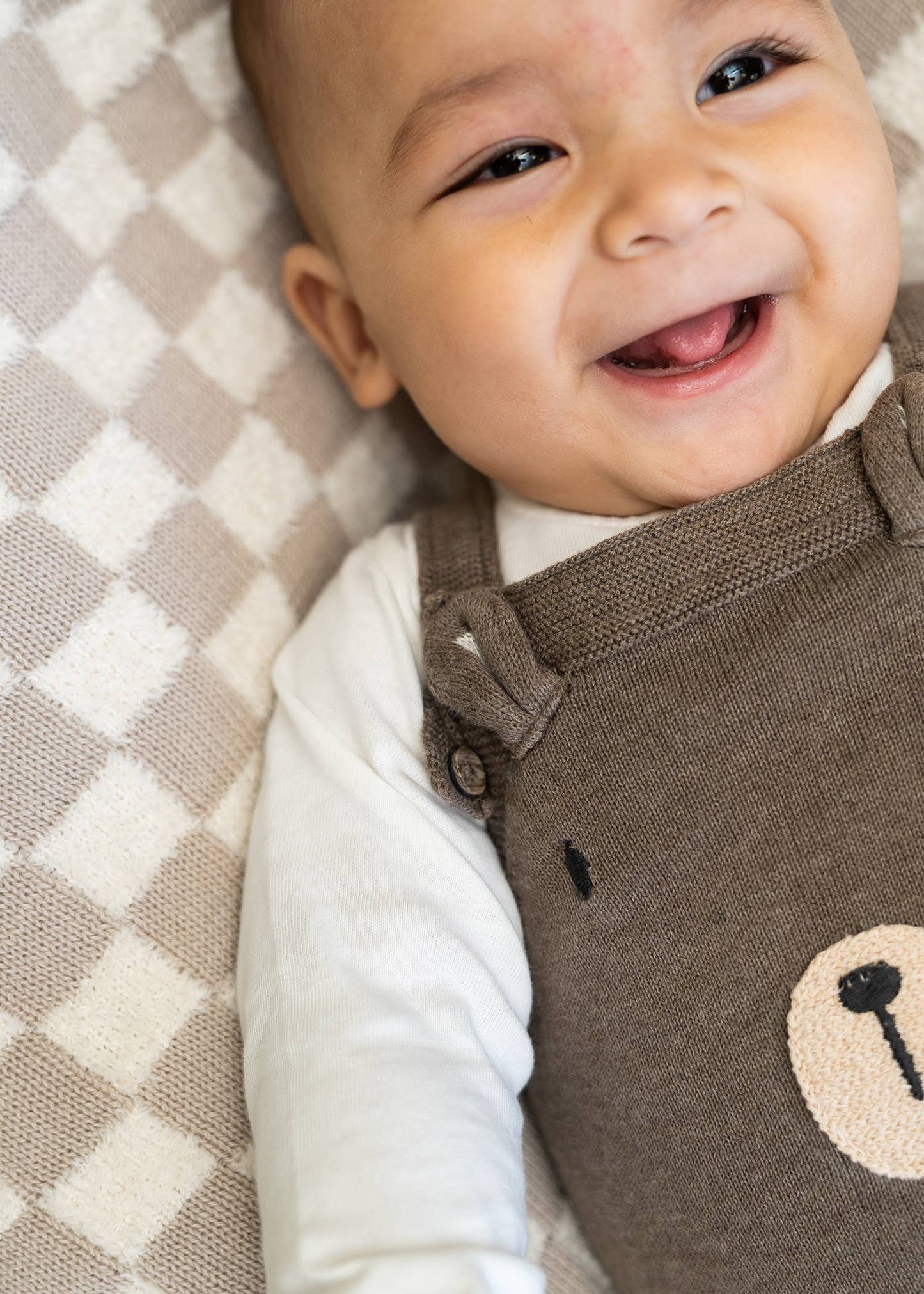 Bear Sweater Knit Baby Overall & Bodysuit Set (Organic): Cocoa Heather