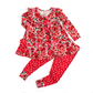 Rose Peplum Set Valentines Day Two Piece Outfit Red and Pink: (runs big!)