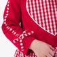 Girls Heart Red Gingham Applique Ruffle Bow Sweatshirt: Red