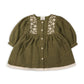 Hazel Embroidered Baby Dress & Bloomer Set (Linen Blend): Olive Green