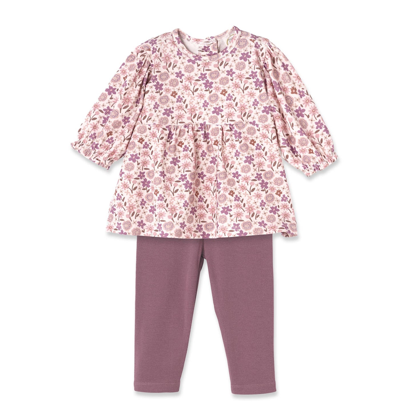 Girls' Floral Tunic Set – Bamboo Top with Cotton Leggings