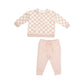 Checkerboard Pink Daisy Patch Jogger Set