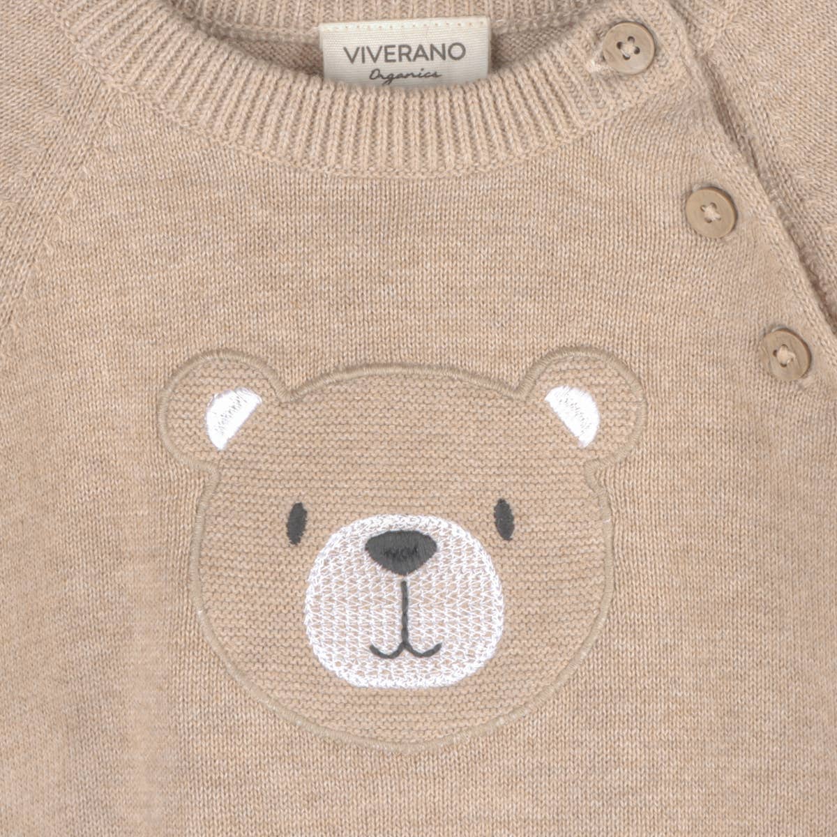 Teddy Bear Applique Baby Raglan Pullover (Organic Cotton): Oat Heather