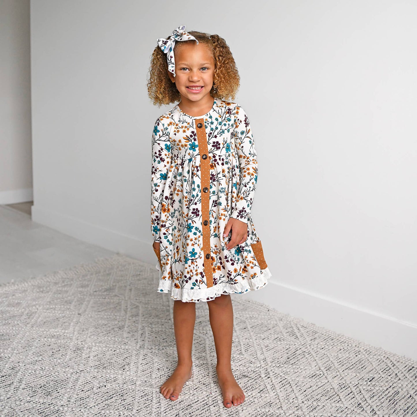 Maren Floral BUTTON DRESS Kids Fall Outfit