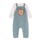 Lion Applique Sweater Knit Baby Overall Set (Organic Cotton): Ocean Teal