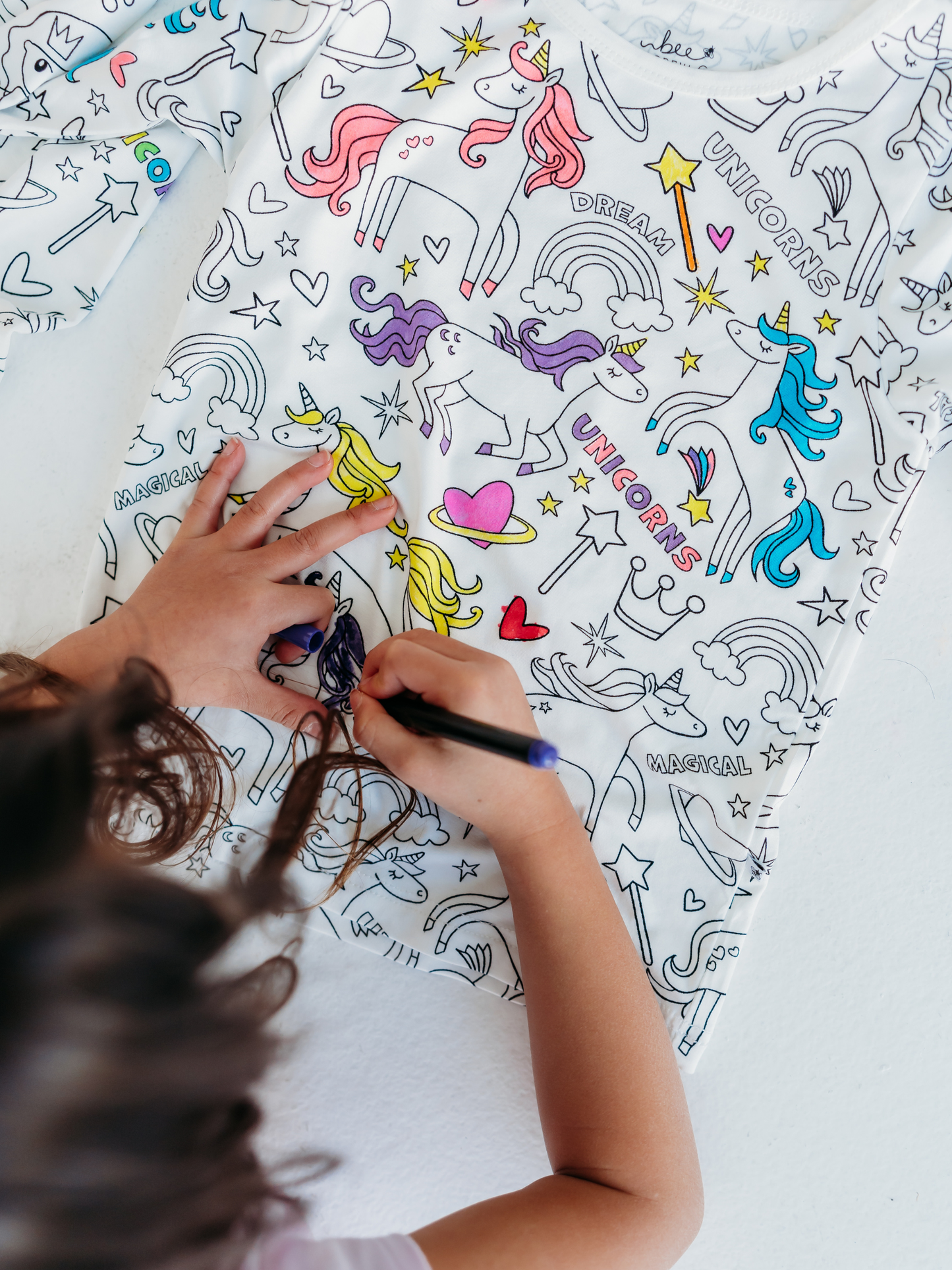 Unicorn Coloring Pajamas 2 piece set made from Bamboo