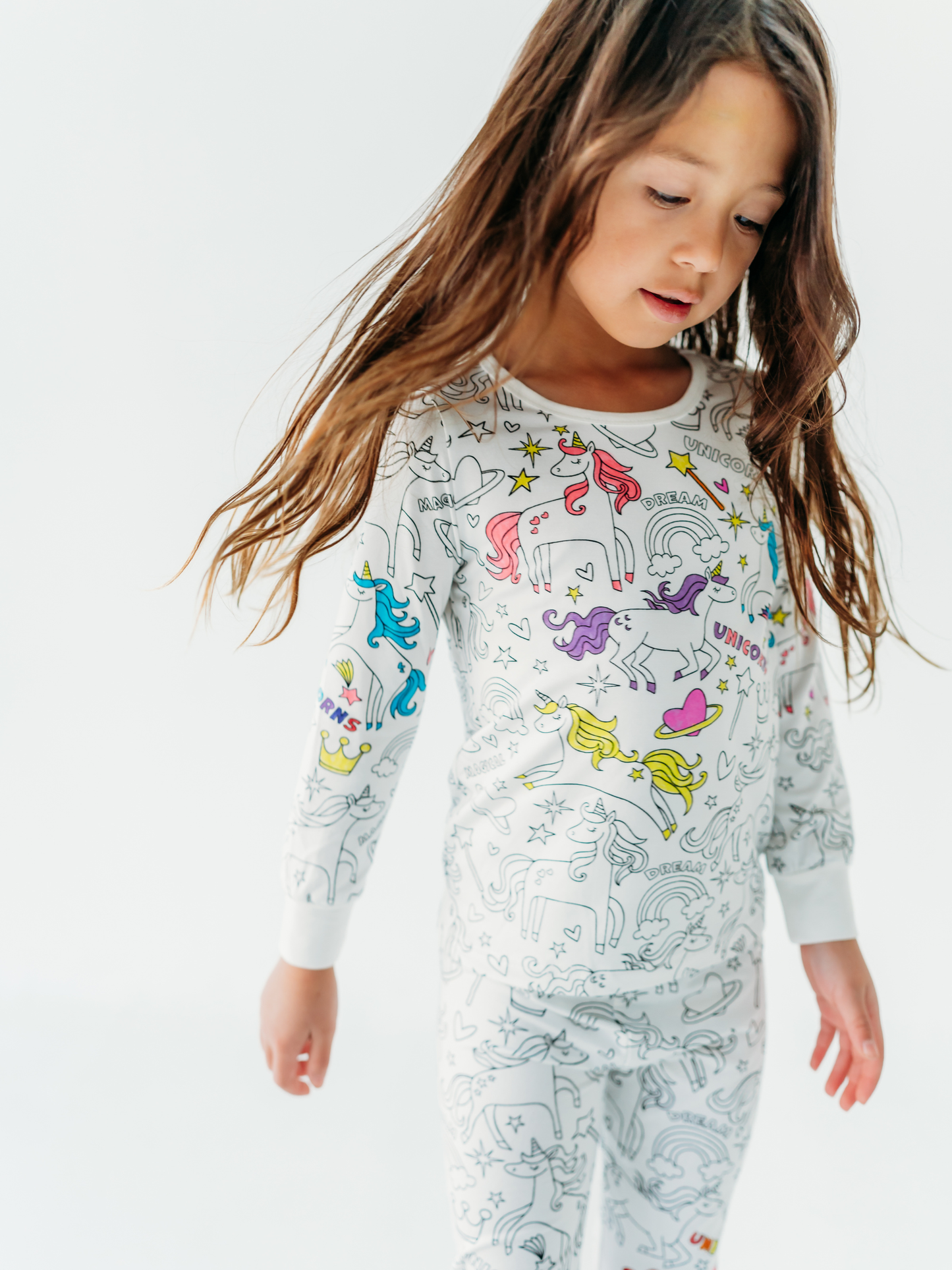 Unicorn Coloring Pajamas 2 piece set made from Bamboo