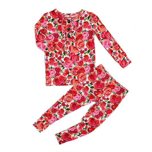 Rose Ruffle Two Piece Bamboo Toddler Outfit