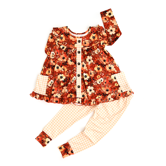 Auburn PEPLUM SET Fall Floral Outfit (runs big!)