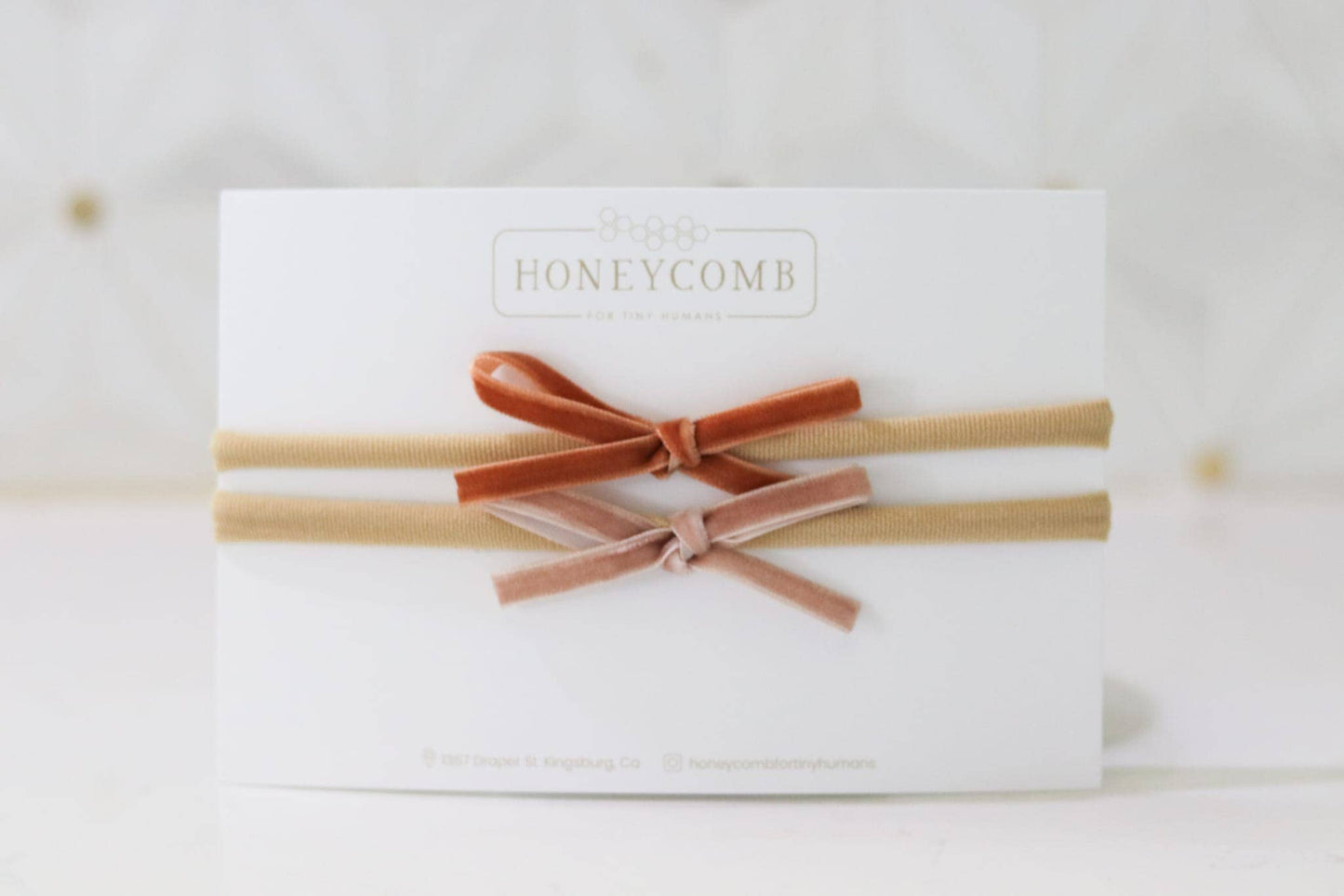 Petite Velvet Headband Set: Rust/Dusty Pink
