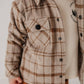 Hooded Shacket:Toffee Beige Plaid