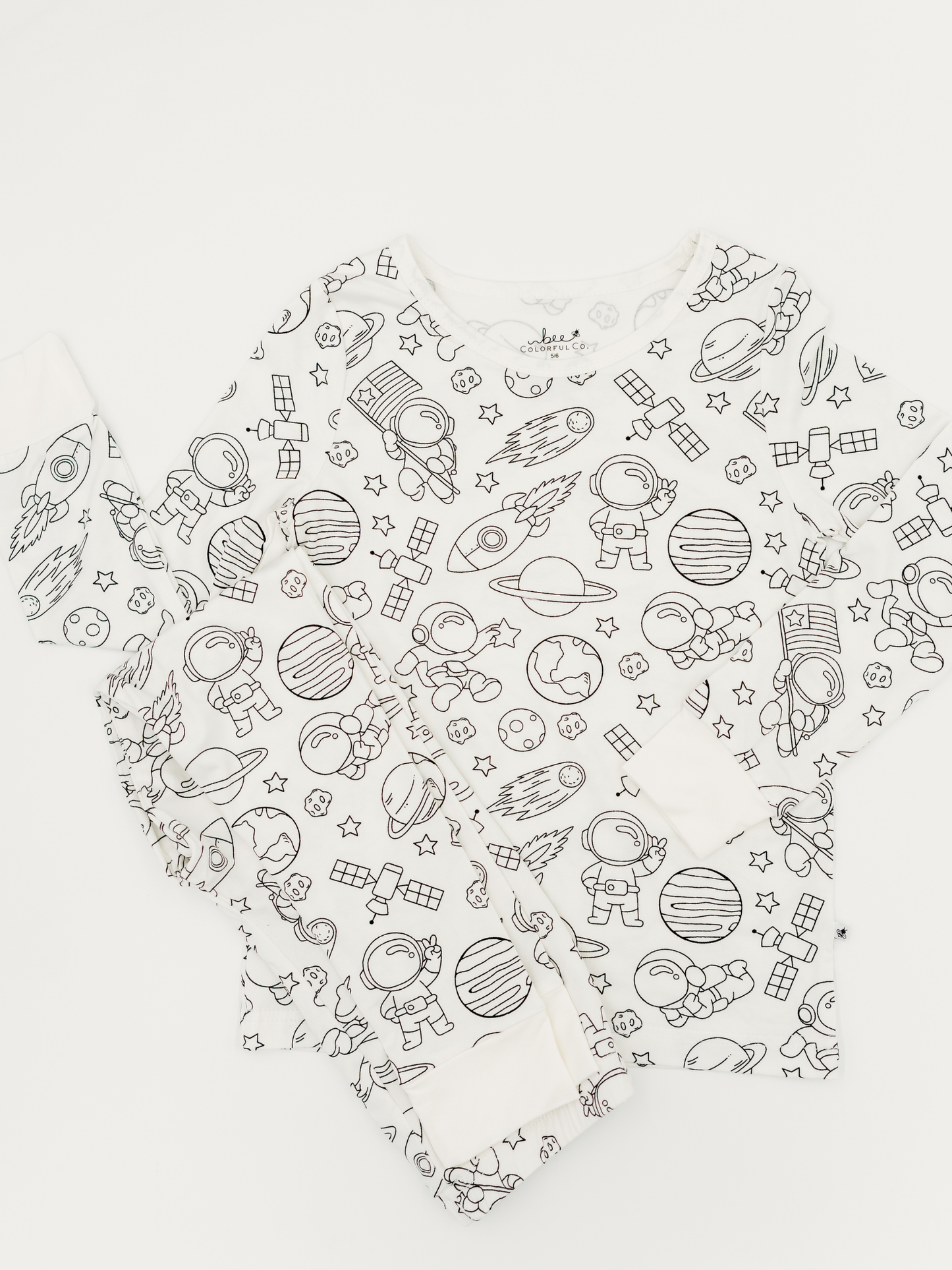 Space Coloring Pajamas 2 piece set made from Bamboo