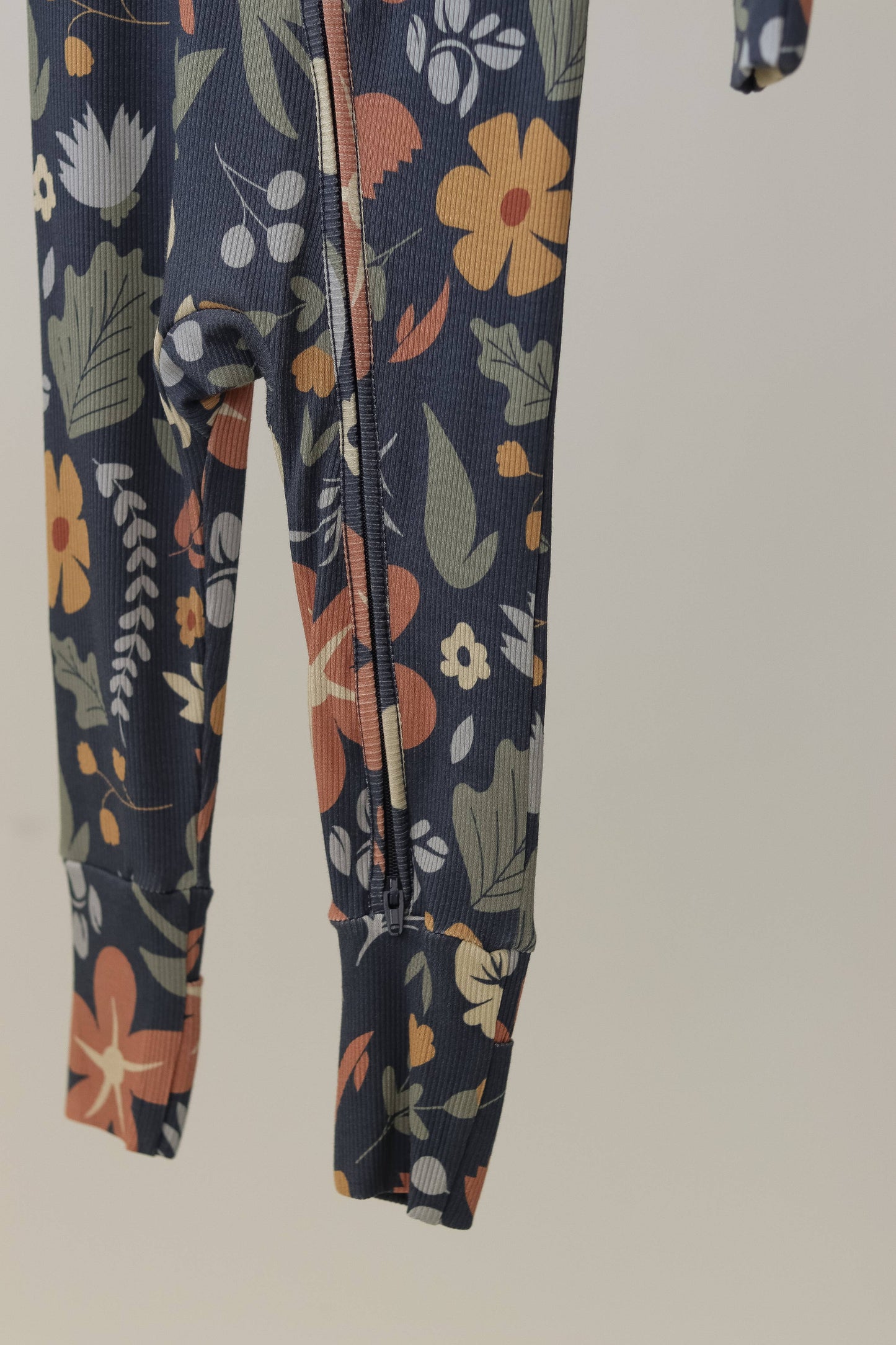 Dark Floral Zip Pajamas