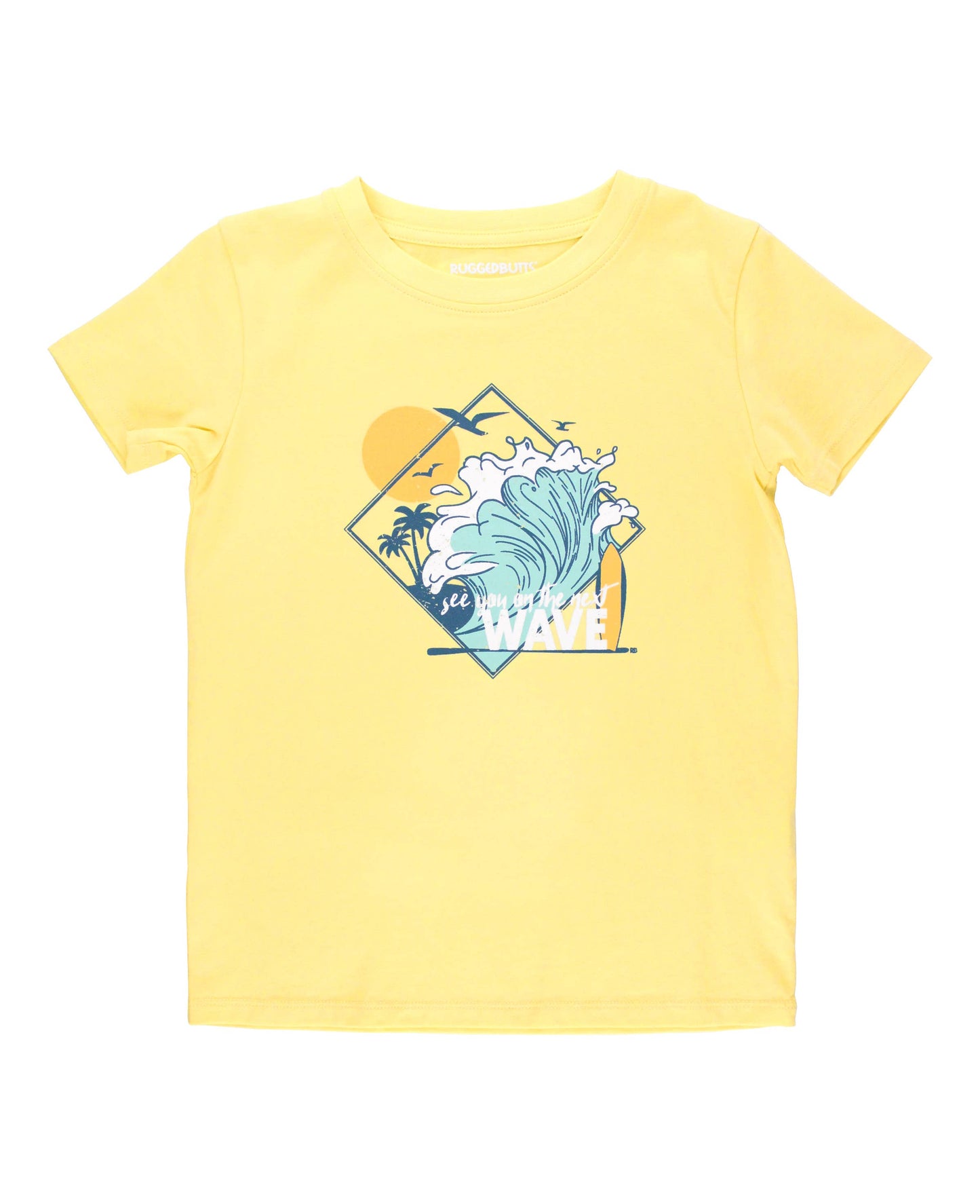 Boys "See You On The Next Wave" Short Sleeve Surfing Graphic Tee: Yellow