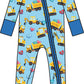 SoftSnooze™ Baby Bamboo Viscose Loads of Love Convertible One Piece Footie Pajama: Blue