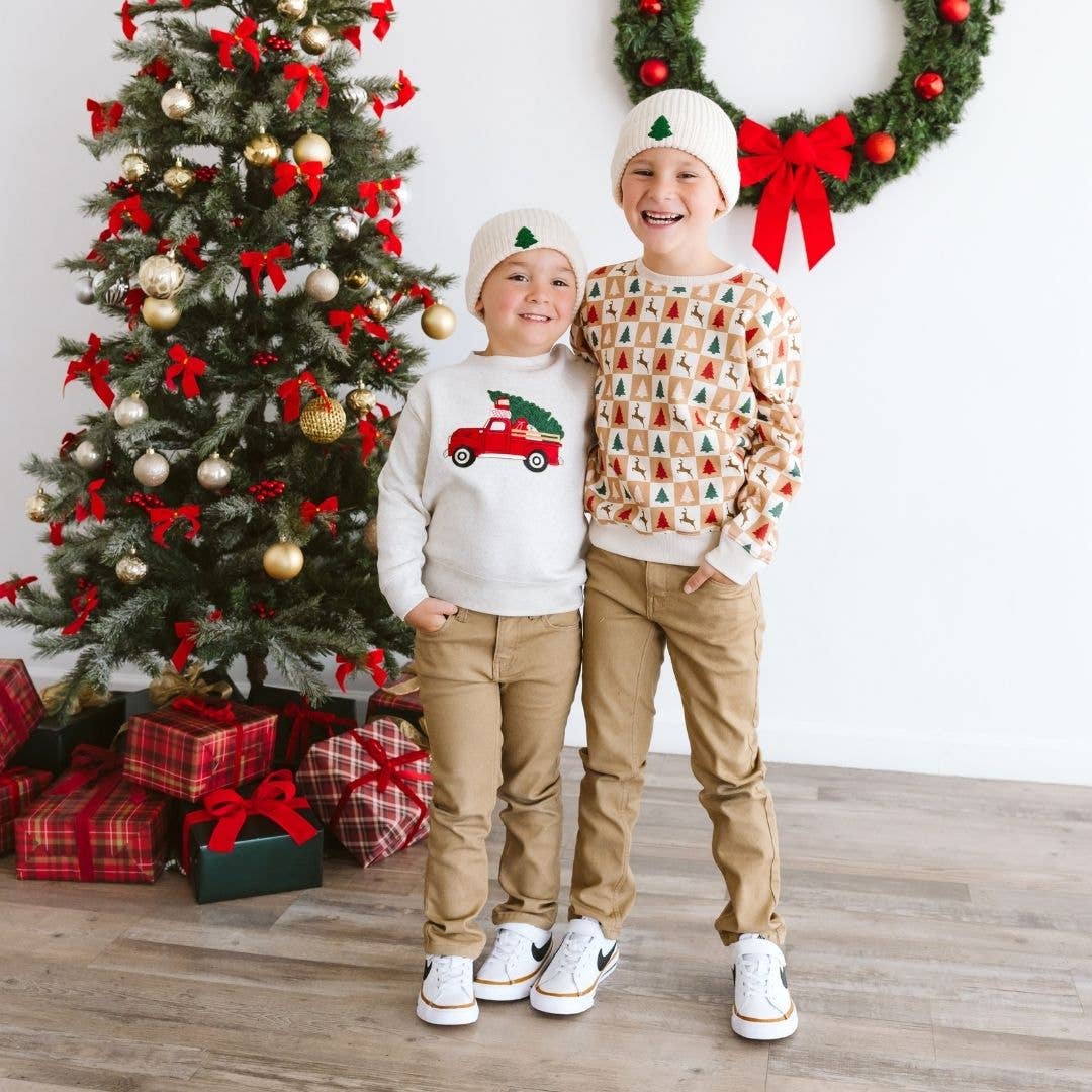 Christmas Truck Patch Sweatshirt - Natural - Boys Clothing