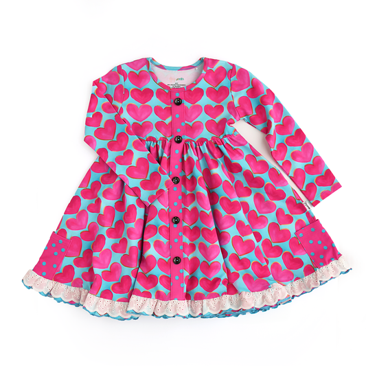 Cora Button Dress Valentines Day Dress Toddler Outfit