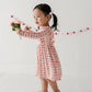 Girl's Long Sleeve Ruffle Dress: Checkered Girl's Hearts