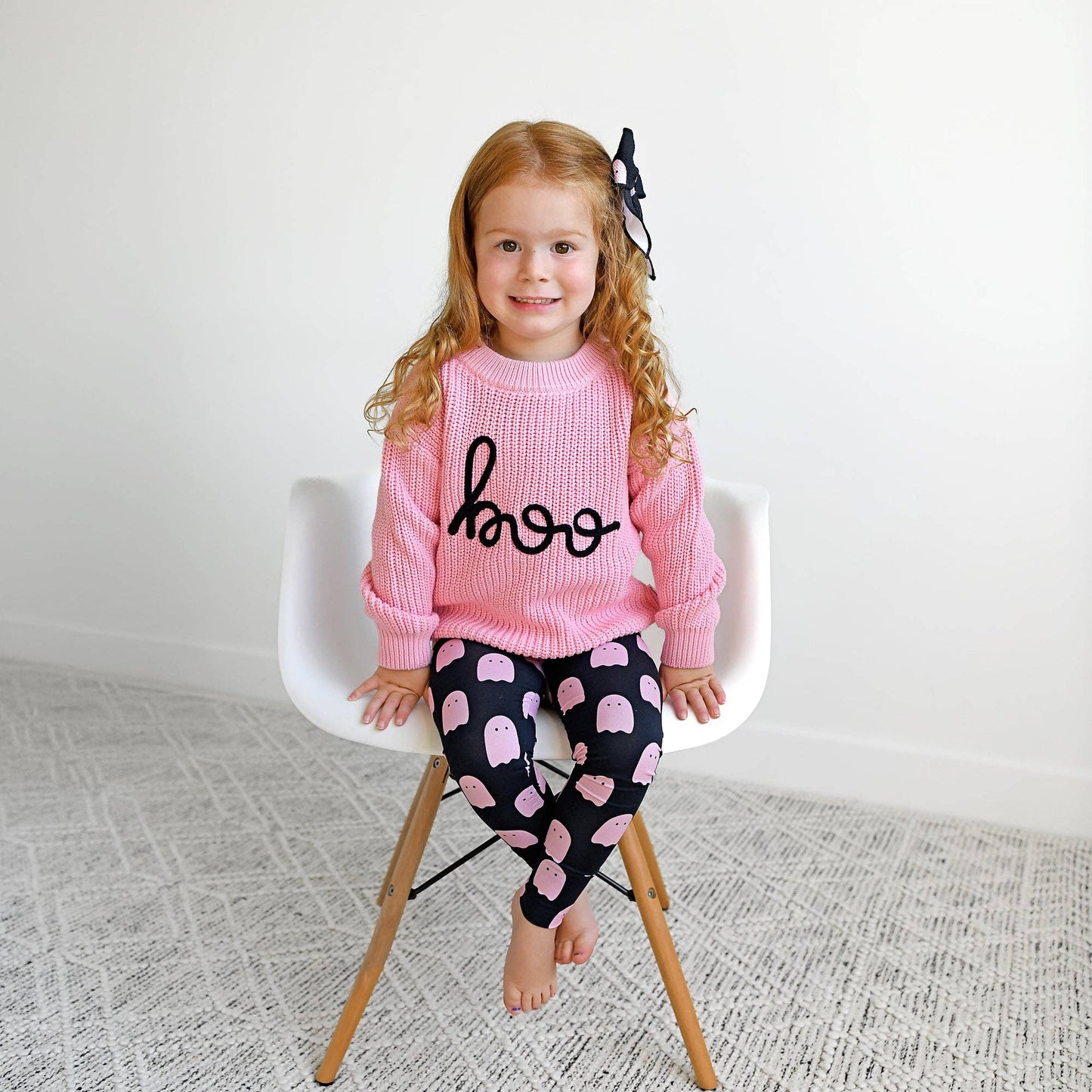Shade Black & Pink Ghost LEGGINGS Halloween Bamboo Kids Lounge