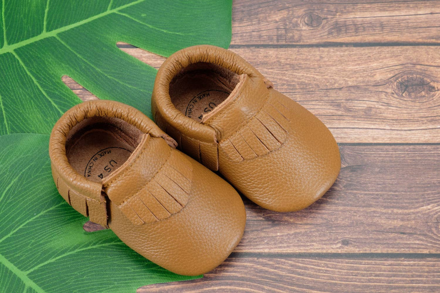 Baby Moccasins - Genuine Leather Baby Shoes (Classic Brown)