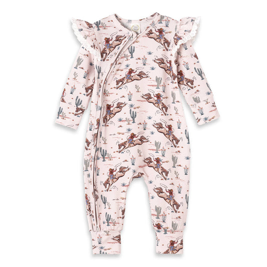 Prairie Princess Baby Girl Bamboo Western Zipper Romper