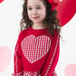 Girls Heart Red Gingham Applique Ruffle Bow Sweatshirt: Red