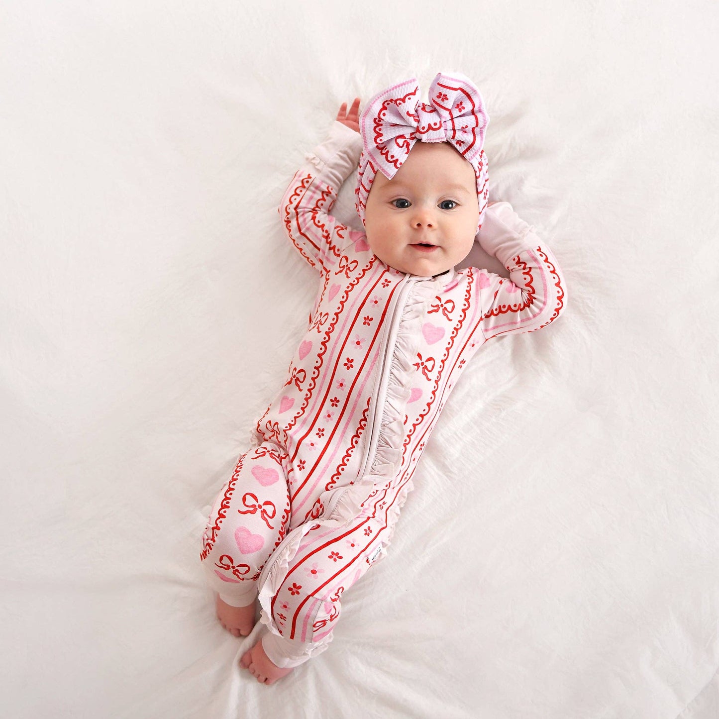 Hallie RUFFLE ZIP Valentines Day Bamboo 1PC Baby Clothing
