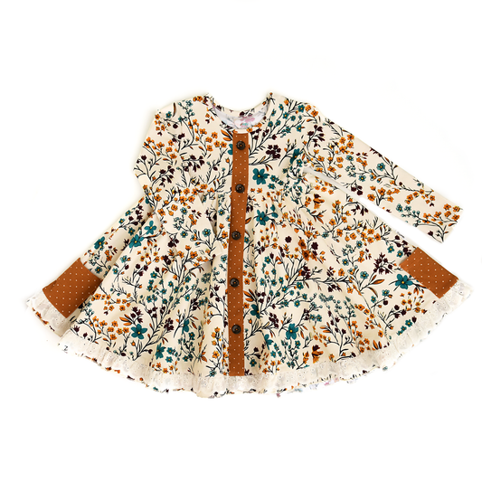 Maren Floral BUTTON DRESS Kids Fall Outfit