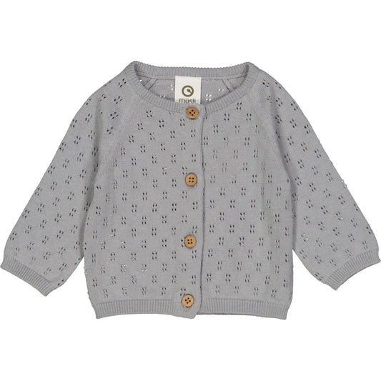 KNIT POINTELLE cardigan- Jasmin Blue