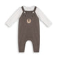Bear Sweater Knit Baby Overall & Bodysuit Set (Organic): Cocoa Heather