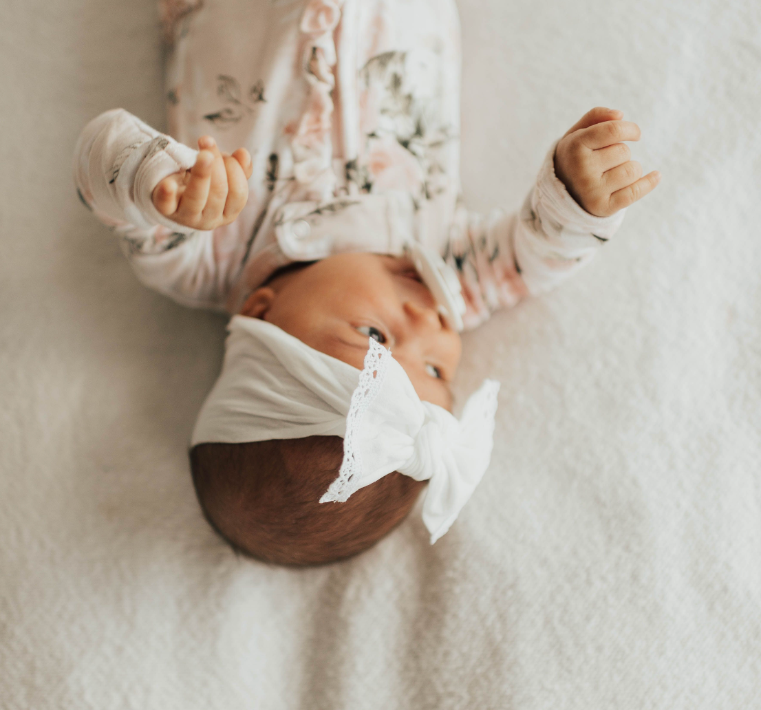 Baby Bling® Trimmed Classic Knot headband: white lace