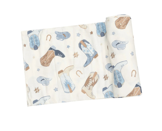 Swaddle- Cowboy Boots Blue