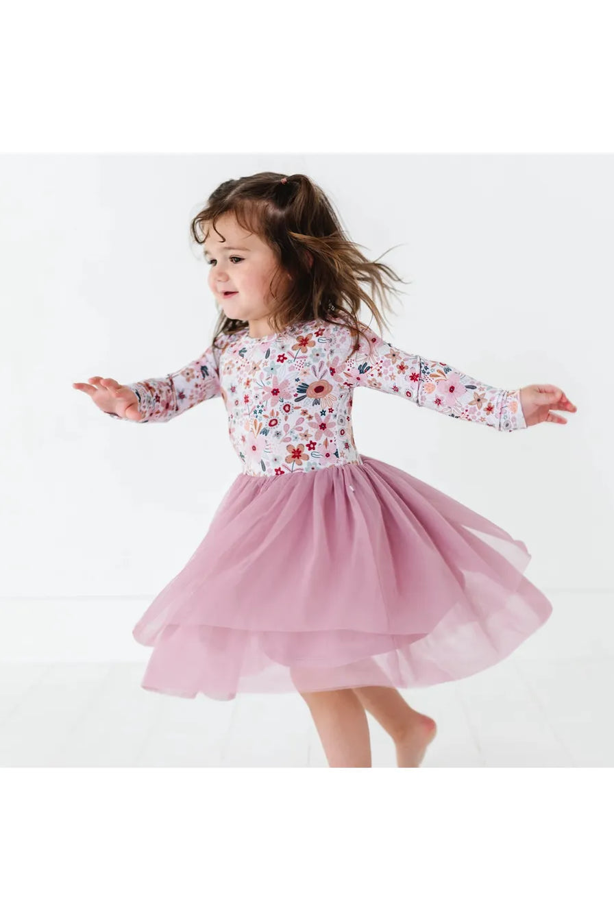 Kids Bamboo Tulle Dress - Blossom Fall Floral Girls Dress