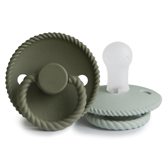 FRIGG Rope Silicone Pacifier 2-Pack Olive Sage