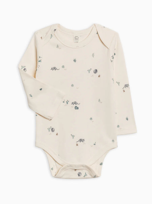 Organic Baby River Bodysuit - Armadillo / Teal + Taupe