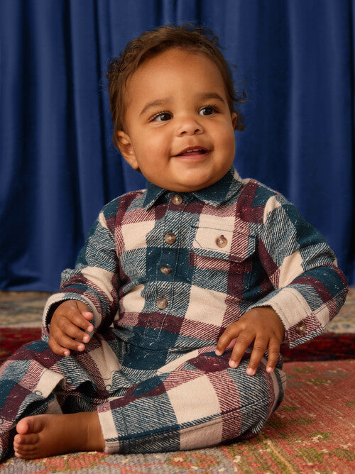 Collared Baby Romper- Cappadocia Plaid