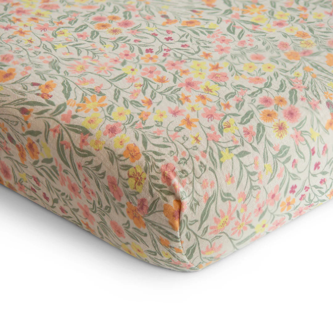 Extra Soft Muslin Crib Sheet - Pastel Blooms